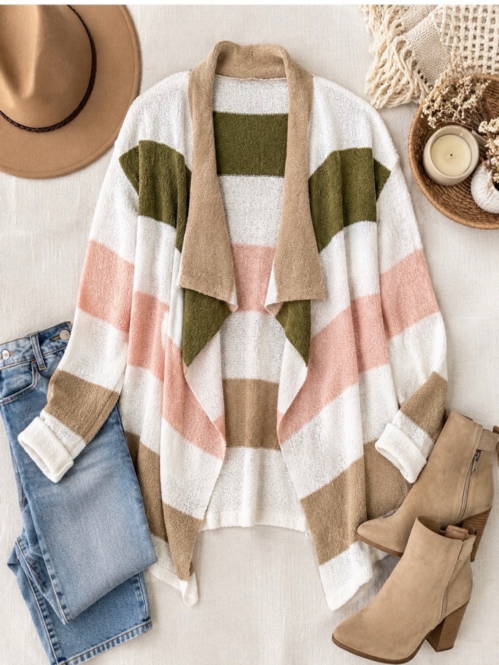 NWT Womens cardigan ELLA rafaella. Stripes cozy open front sweater